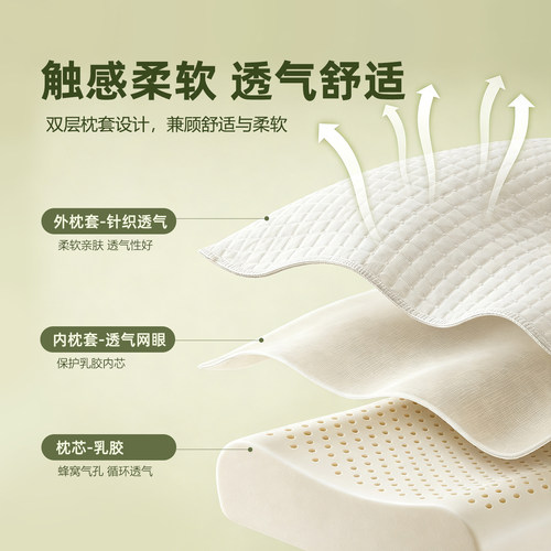 梦兰泰国进口乳胶枕头单只学生宿舍成人家用天然橡胶枕芯一对装-图2