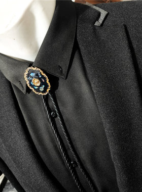 深海迷雾 宫廷复古相框鲍鱼贝珐琅滴油文艺风黑色波洛 bolo tie