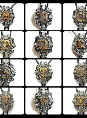 字母彩金日韩风颈链唐草雕花吊坠