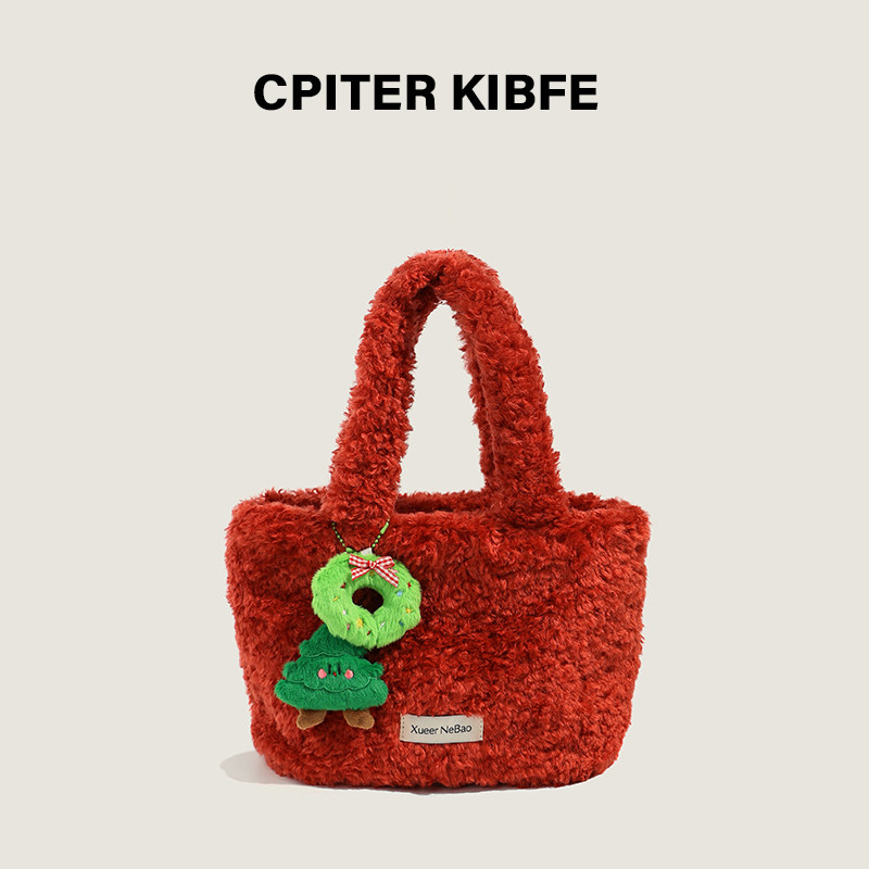 定制款~ 新年红色毛绒手提包女秋冬新款上班手拎小包可爱毛毛包潮,淘宝优惠券,粉丝福利购,淘宝优惠卷