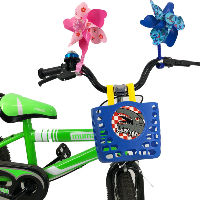 儿童自行车童车滑板车配件彩色卡通风车车篮龙头装饰塑料风车车筐