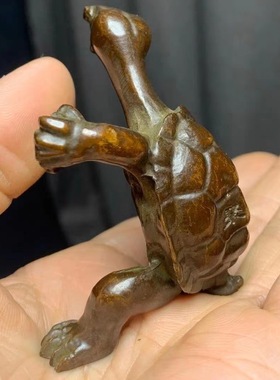 回流老铜龟摆件黄铜龟古董手把件古玩铜器旧货老物件家居摆件饰品