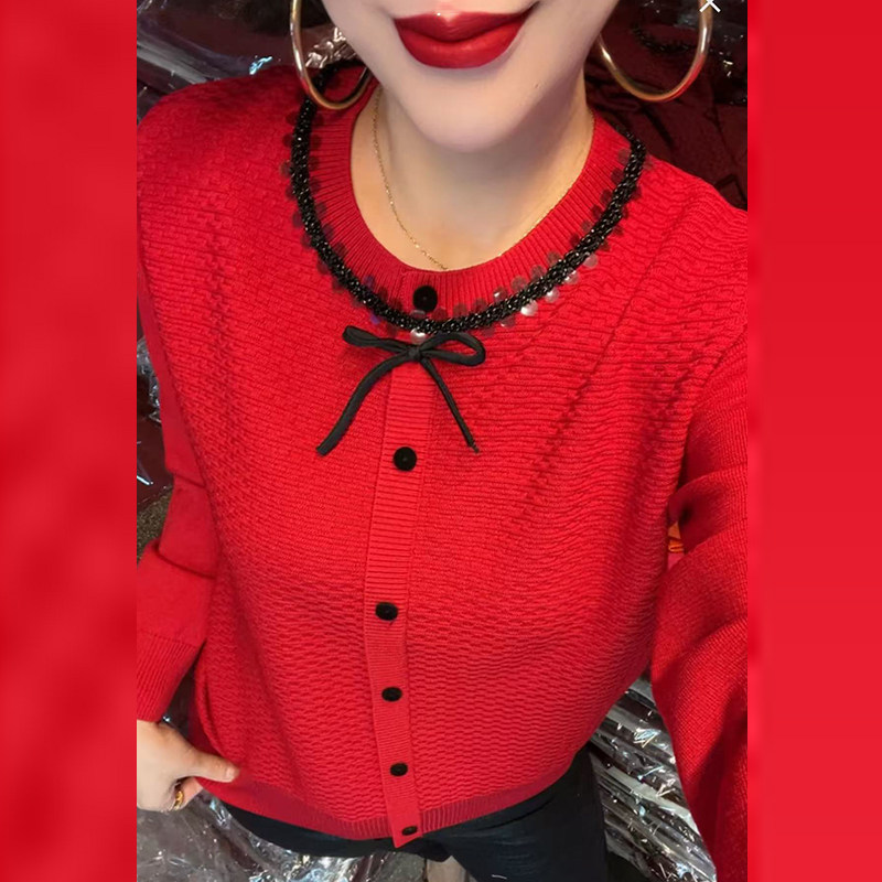 中年妈妈针织开衫2025秋冬新款洋气中老年女装毛衣外穿打底上衣女