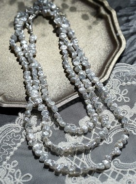 野生不规则叠戴多层轻奢真珍珠