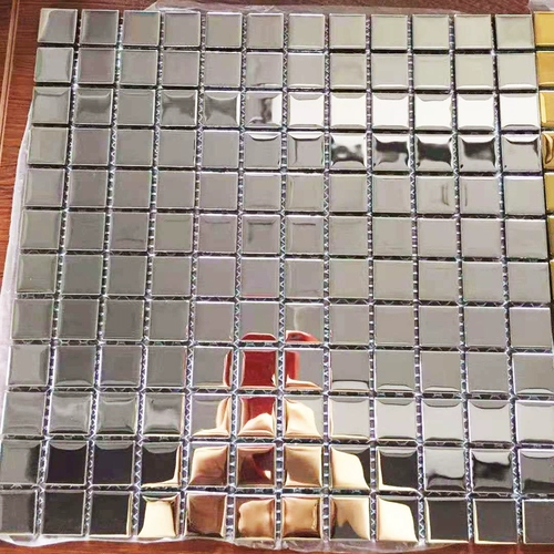 Серебряная стеклянная мозаика, касса для отеля, декор, зеркальный эффект