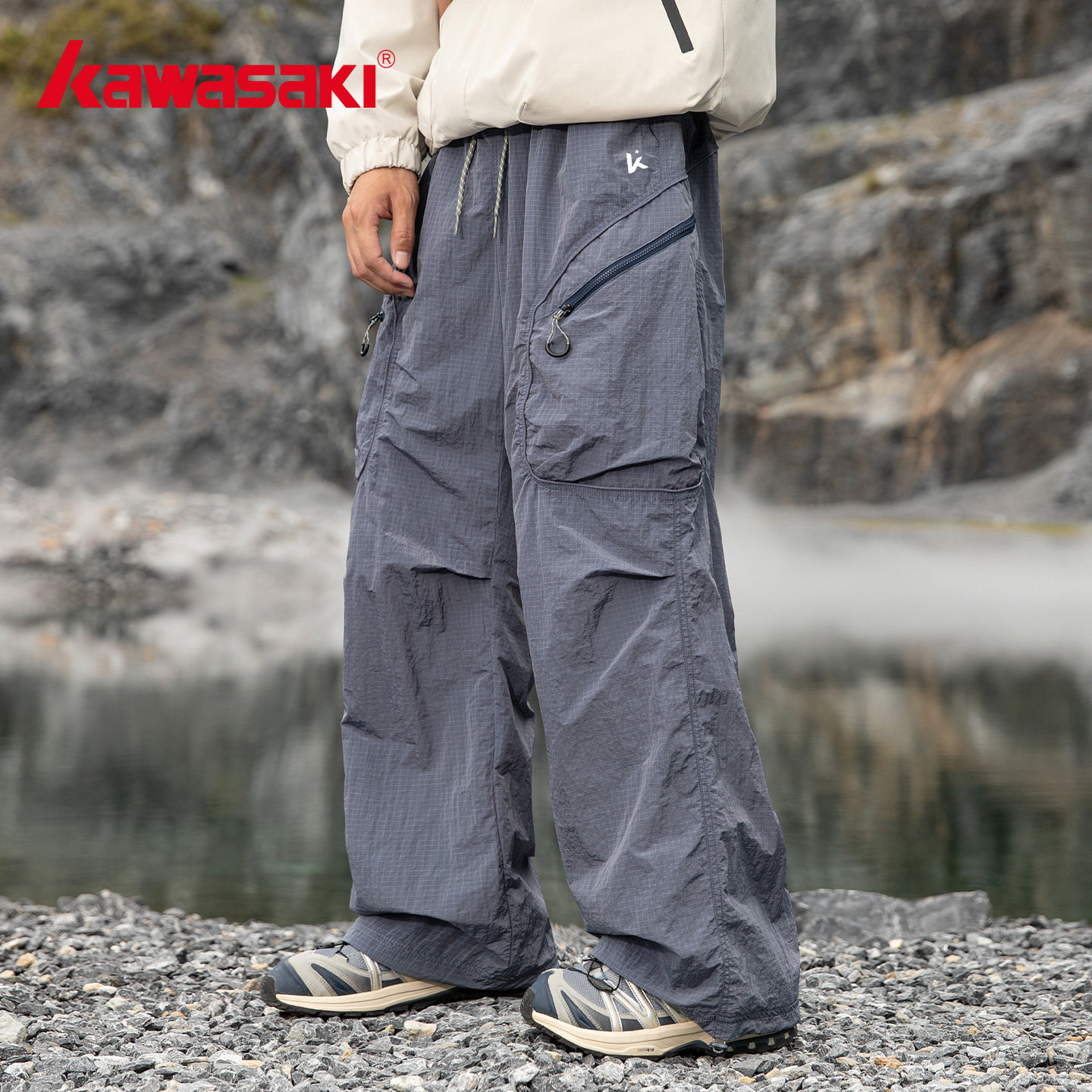 Kawasaki川崎官方正品户外登山防泼水冲锋裤休闲徒步伞兵工装长裤,淘宝优惠券,粉丝福利购,淘宝优惠卷