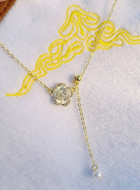 白色玫瑰花项链女款轻奢小众设计感锁骨链2025新款爆款颈链配饰