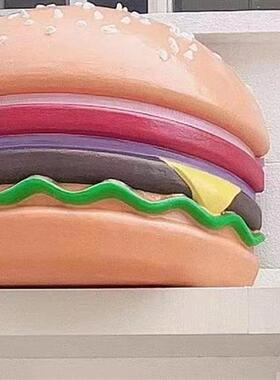 爆款网红大型仿真发光汉堡面包玻璃钢雕塑模型店门头招牌壁挂灯箱