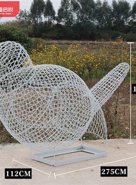 户外不锈钢镂空鸟摆件发光铁艺金属钢丝动物雕塑网格园林景观装饰