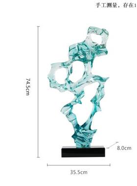 新中式海浪创意雕塑摆件客厅茶室样板间售楼处透明树脂雕塑摆件