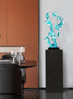 创意酒店售楼处展厅玄关太湖石透明树脂摆件现代客厅家居艺术雕塑