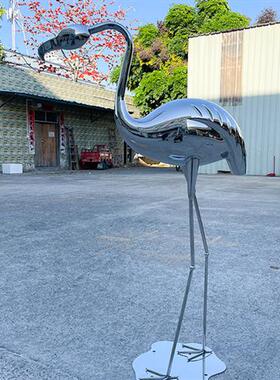 不锈钢鸟丹顶仙鹤白鹭雕塑金属售楼部处公园林水池景装饰摆件户外