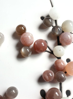 太阳石黑骨干月光石圆珠6mm8mm10mm散珠子DIY手工串珠配珠单珠