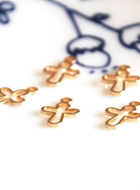 diy玫瑰金手链配饰十字架吊坠