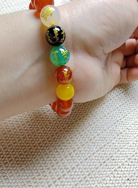 天然红玛瑙圆珠单圈手链