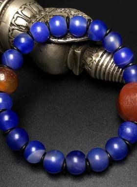 天然蓝玛瑙手链男女款圆珠手串