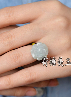 天然玉器A货冰糯种指环女戒