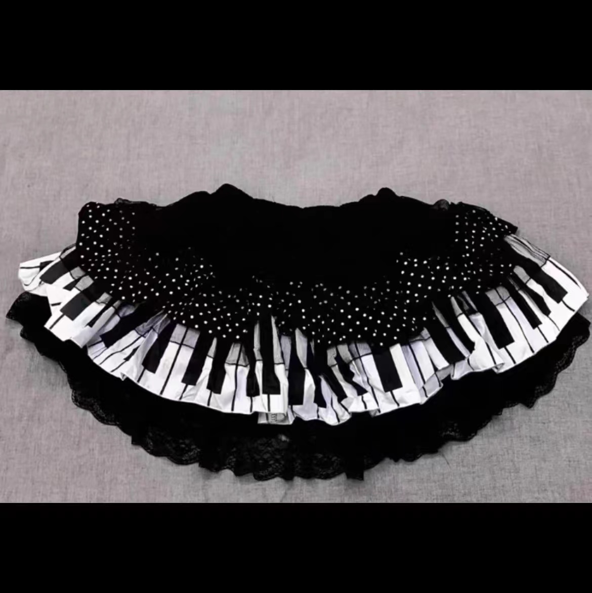 GLP LOLITA洛丽塔白色钢琴键波点蕾丝短裙61106通勤荷叶边琴键裙 - 图2