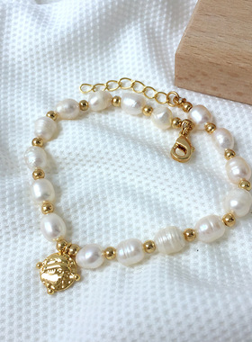 天然淡水珍珠手链中古轻奢配饰气