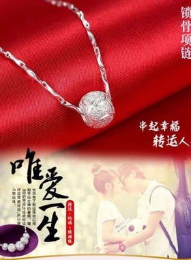 新款幸运连环镀银珠项链电镀仿92