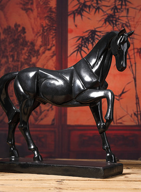 轻奢高档骏马摆件马到成功客厅招财酒柜书房办公桌装饰摆设工艺品