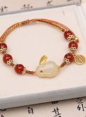 手工编织生肖玉兔手链女本命年红