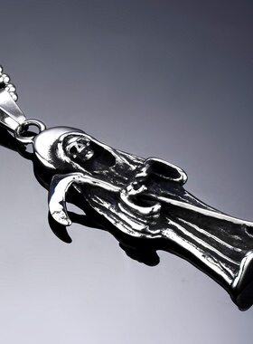 乌鸦带镰刀骷髅头吊坠时尚男士