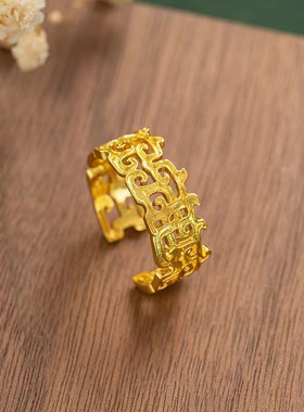 直播款国潮《重返春秋》复古典雅国风蟠螭纹样古风设计戒指