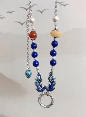 国潮凤凰万能项链 女长款冬天毛衣链青金民族风个性新年礼物