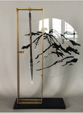 新中式禅意水墨毛笔架摆件书房办公室摆设品样板房间玄关装饰摆设