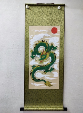 定制手绘大龙风水挂画旺家宅佑平安财源广进无款无印挂轴新中式画
