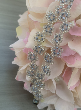 手工超优米珠串珠原创（冰乌梅）花朵米珠手链轻奢复古小资可爱