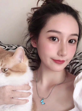 蝴蝶女ins冷淡风紫色蓝色项链