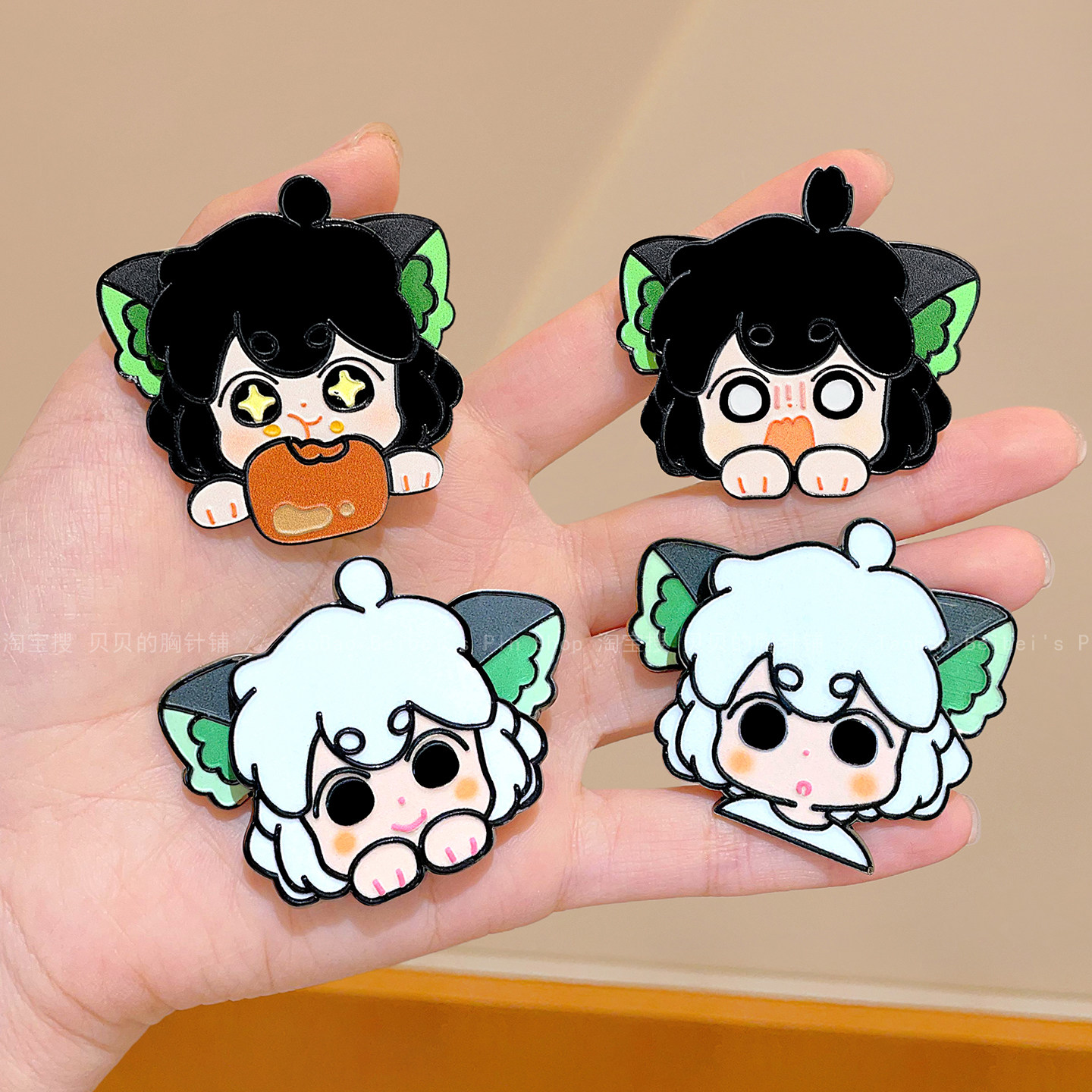 罗小黑战记周边耳朵可动金属徽章可爱卡通晃晃胸针别针装饰品礼物,淘宝优惠券,粉丝福利购,淘宝优惠卷