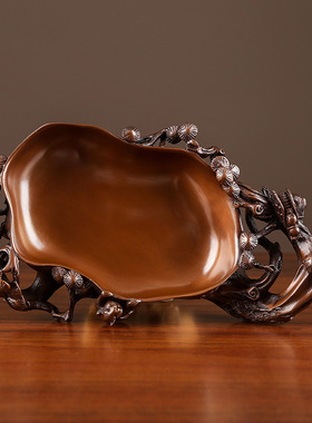 紫铜烟缸摆件工艺品客厅办公室家居装饰品 虬松烟缸