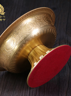 供具用品护法杯铜雕花八吉祥复古金色护法杯供酒杯供护法杯11cm