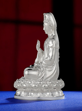 S999纯银普陀山南海观音菩萨随身携带家用观世音菩萨纯银摆件