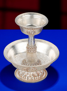 尼泊尔护法杯铜鎏银手工护法杯12.8cm