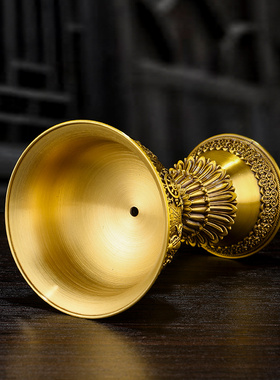 藏式复古酥油灯灯座供灯家用酥油灯长明灯用品油灯灯座灯盏10.5cm