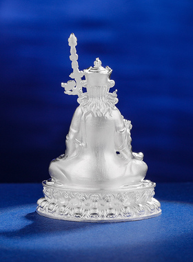 S999纯银小佛像莲花大师像纯银迷你莲花生大士随身小号莲师3.8cm