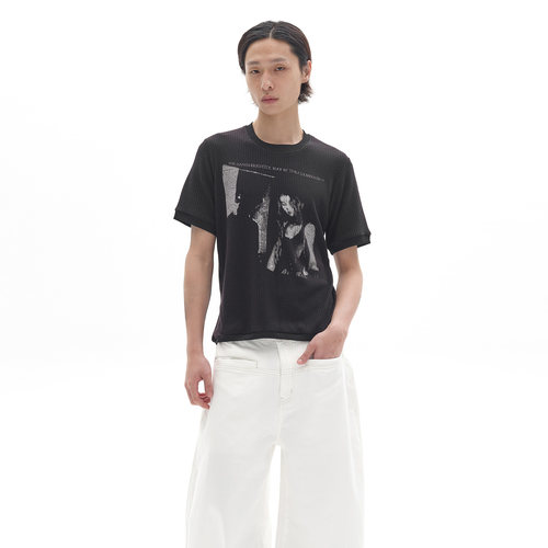 SADSOUP TEE 天丝混纺 螺纹袖摆 轻摇滚印花 四弦坑条 短袖T恤 - 图1