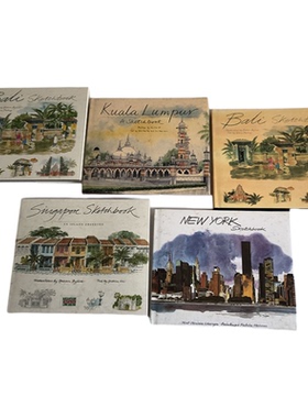 巴厘岛+吉隆坡+新加坡+纽约城市建筑水彩+旅行写生水彩绘画素描