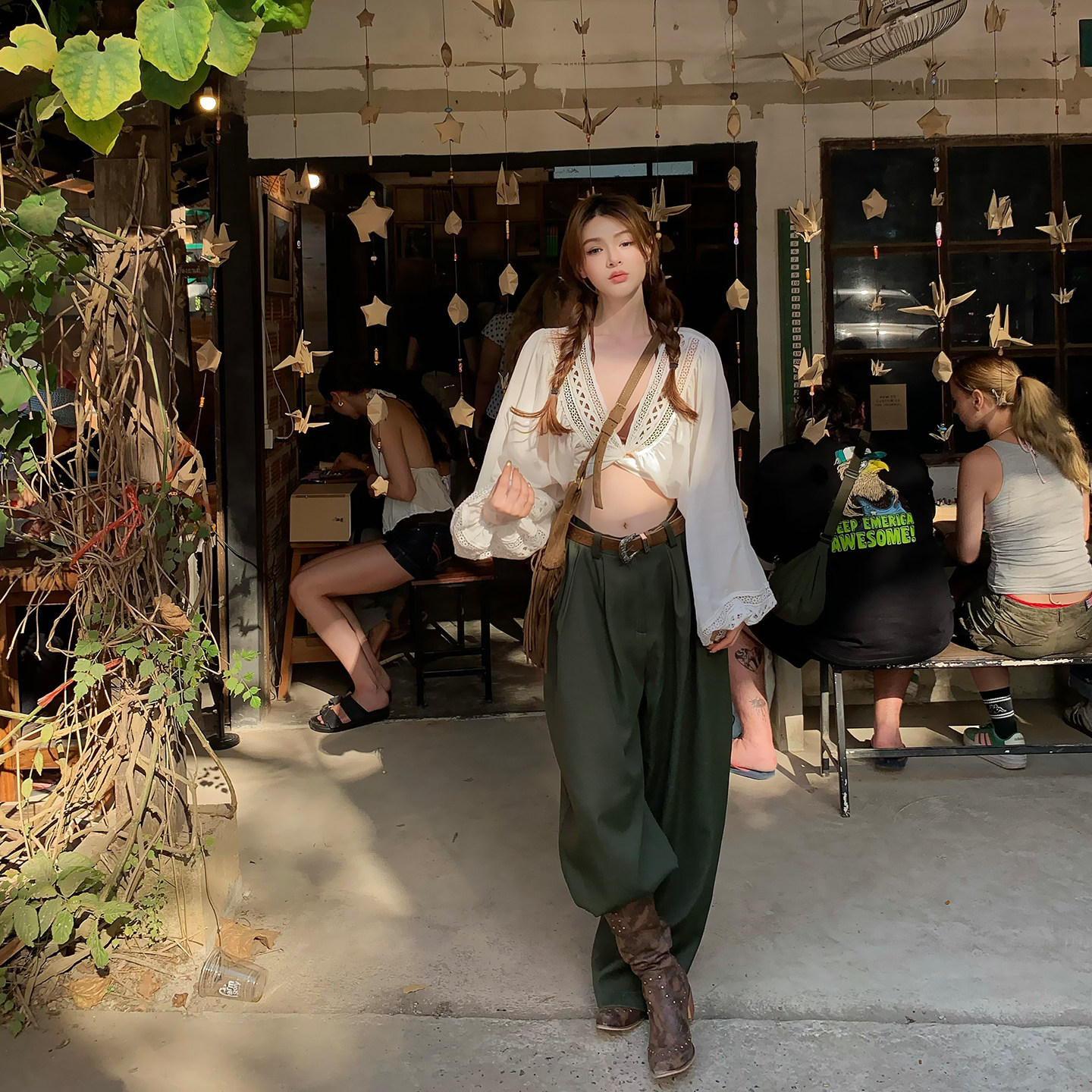 Lienni2026新款拼接蕾丝中长袖上衣女高腰显瘦水溶刺绣半身裙套装,淘宝优惠券,粉丝福利购,淘宝优惠卷