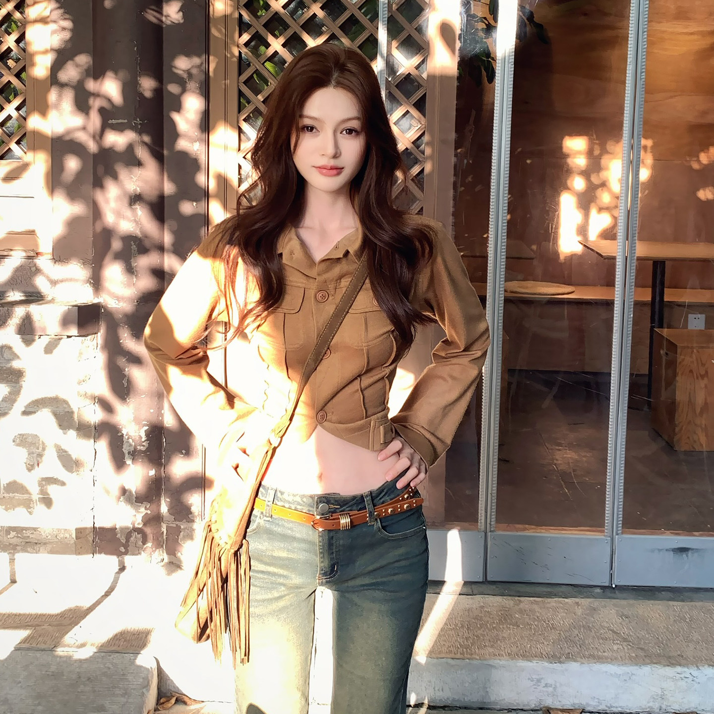 Lienni2025秋季新款气质通勤长袖短款单排扣翻领两穿针织衬衫女,淘宝优惠券,粉丝福利购,淘宝优惠卷