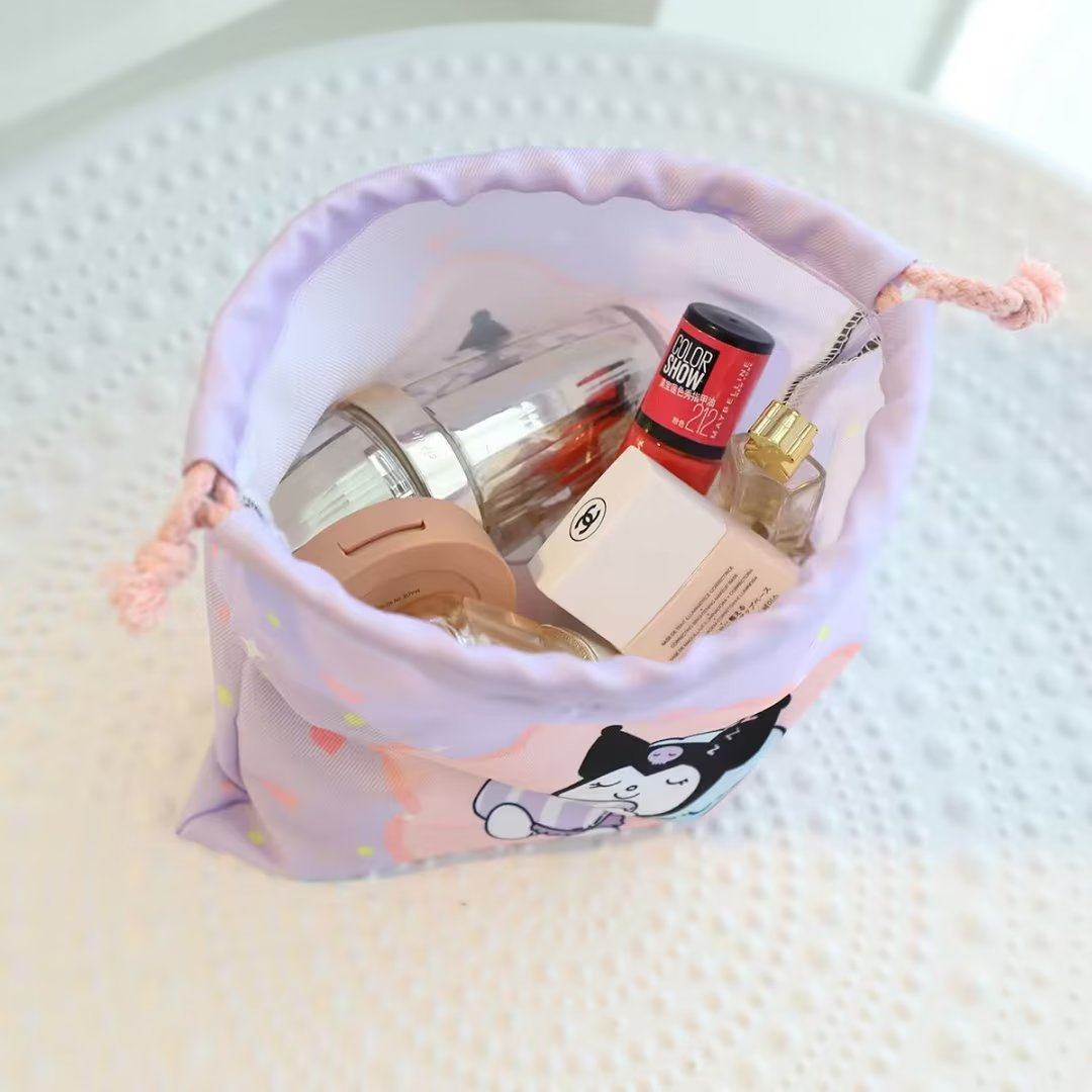 可爱ins美乐蒂抽绳大容量束口袋收纳袋旅行化妆品便携帆布小包,淘宝优惠券,粉丝福利购,淘宝优惠卷