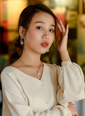 s925水晶时尚风百搭锁骨链海星