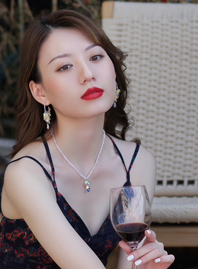 水滴流苏欧美颈链银饰品