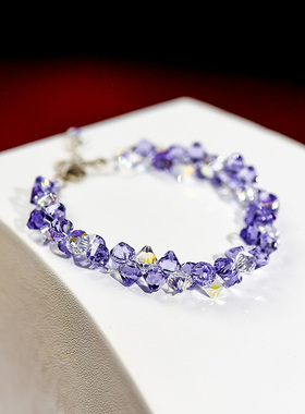 纯银韩版时尚风ins礼物水晶手链