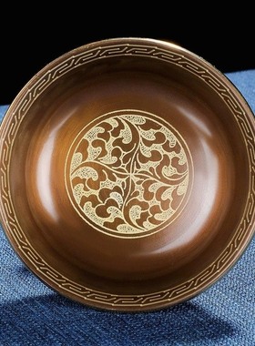 纯铜护法杯印度描金八吉祥供酒杯佛前摆件家用贡杯供佛水杯