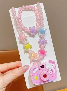 三丽鸥投影相机儿童项链艾莎公主饰品女孩玩具首饰女公主串珠手链